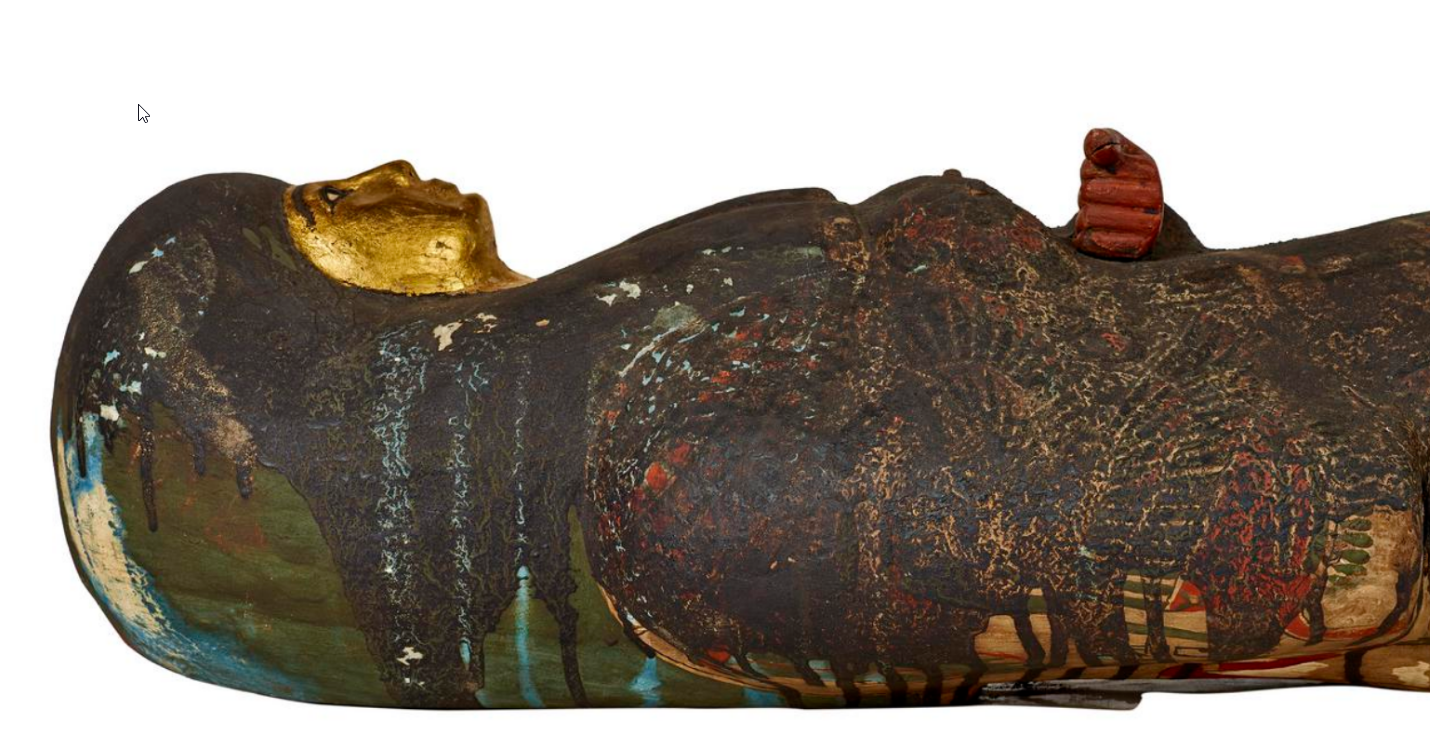 A side view of Tjayasetimu's coffin in the British Museum