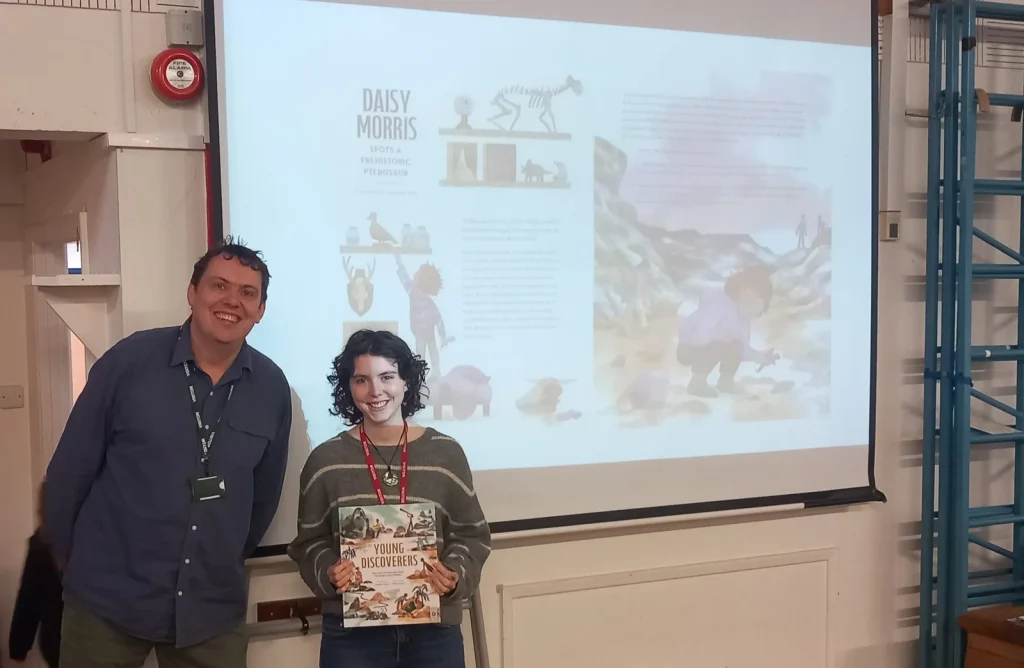 Stephen Davies and Daisy Morris doing a Young Discoverers event together
