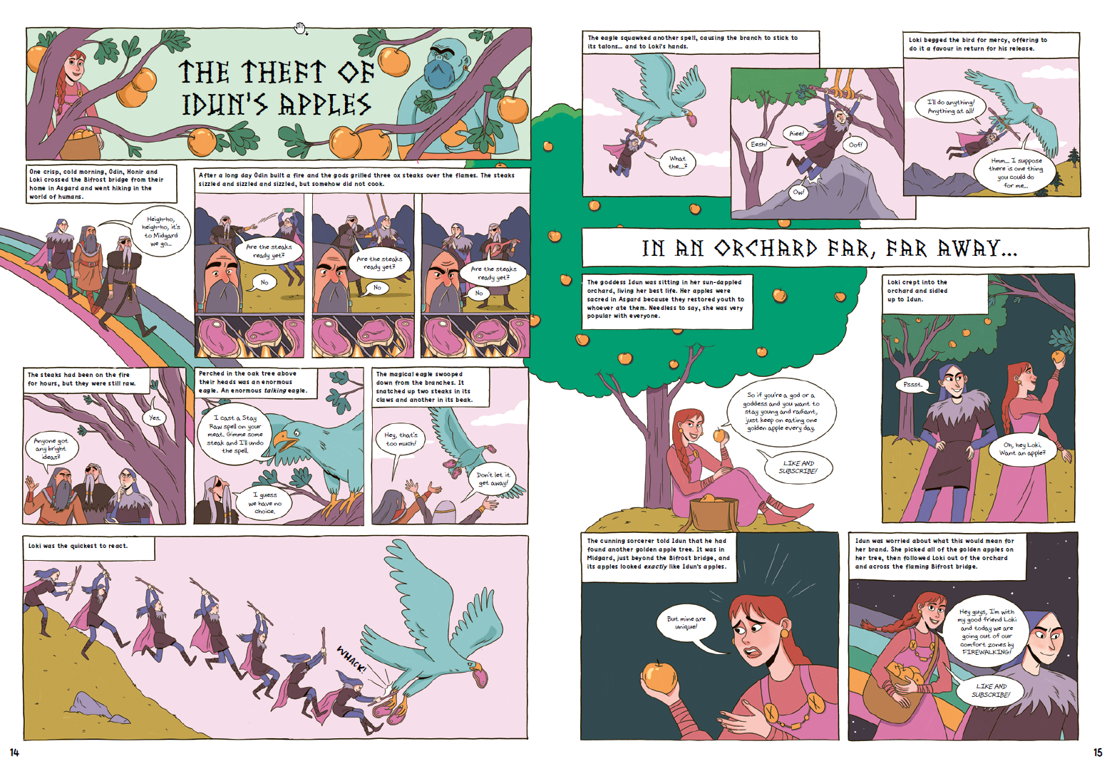 a comic strip telling the story of Idun's Apples part 1