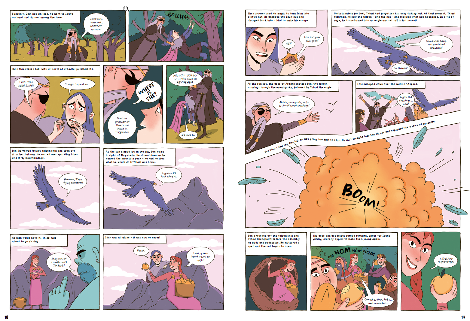 A comic strip showing the theft of Idun's Apples part 3