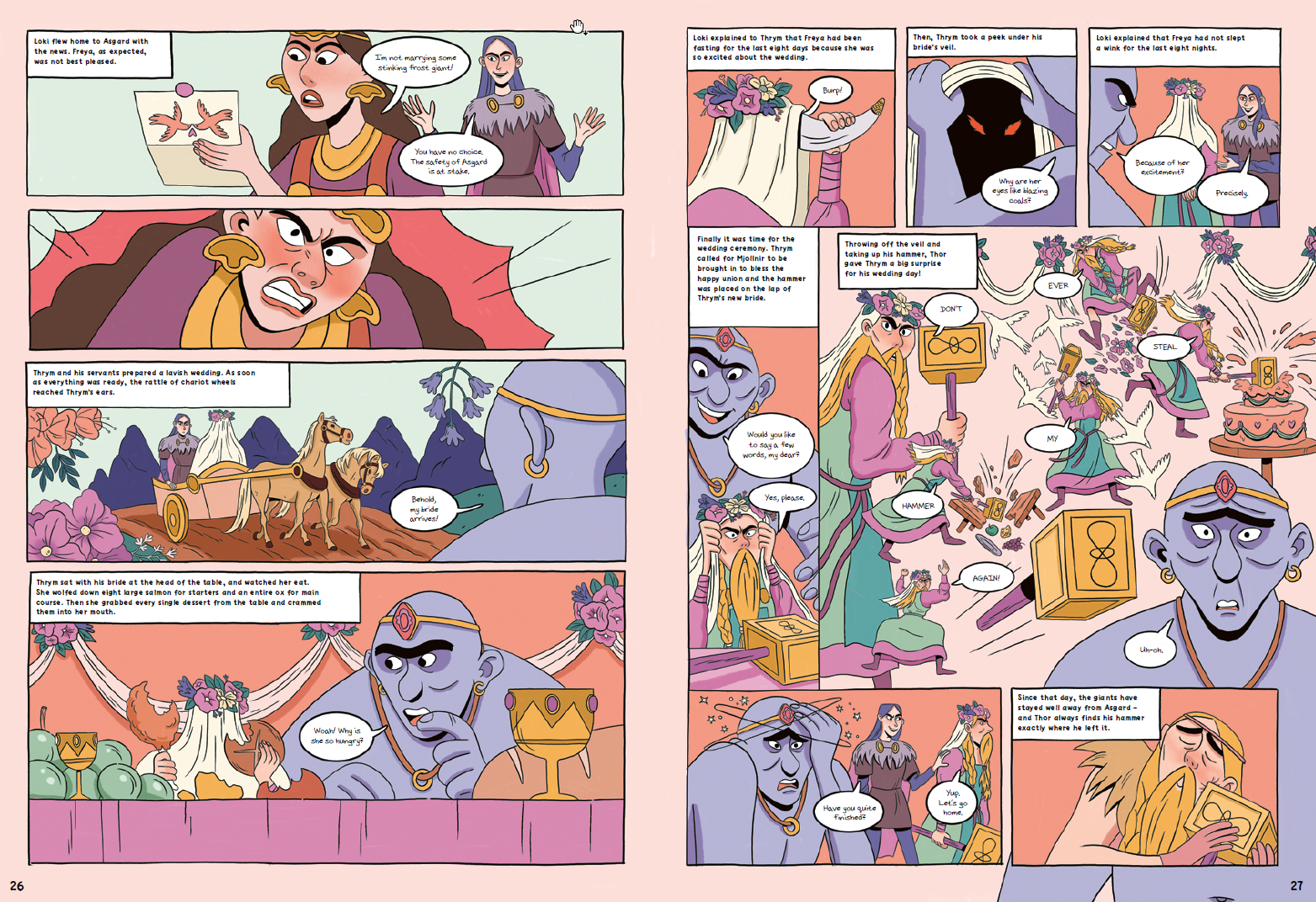 a comic strip showing Thor smashing up the wedding of a giant