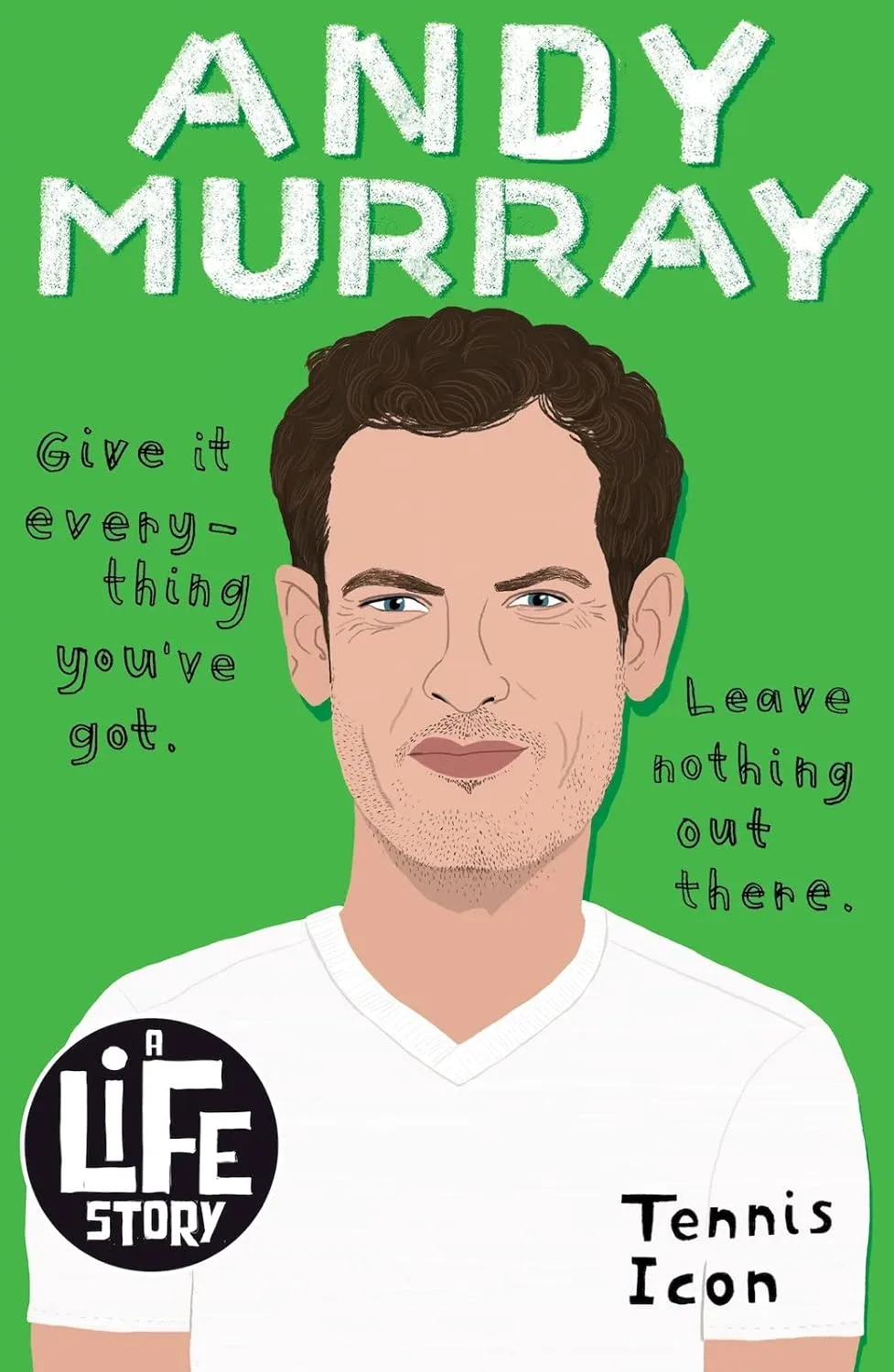 Front cover of Andy Murray biography with an illustration of Andy