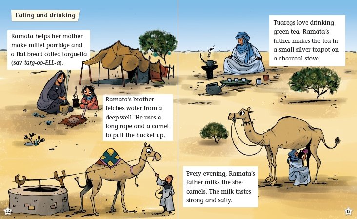 A Tuareg family make porridge and green tea