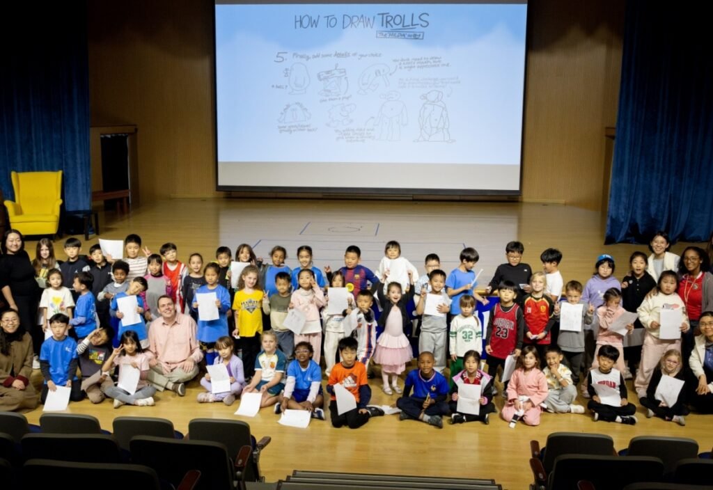 Stephen Davies visiting an international school